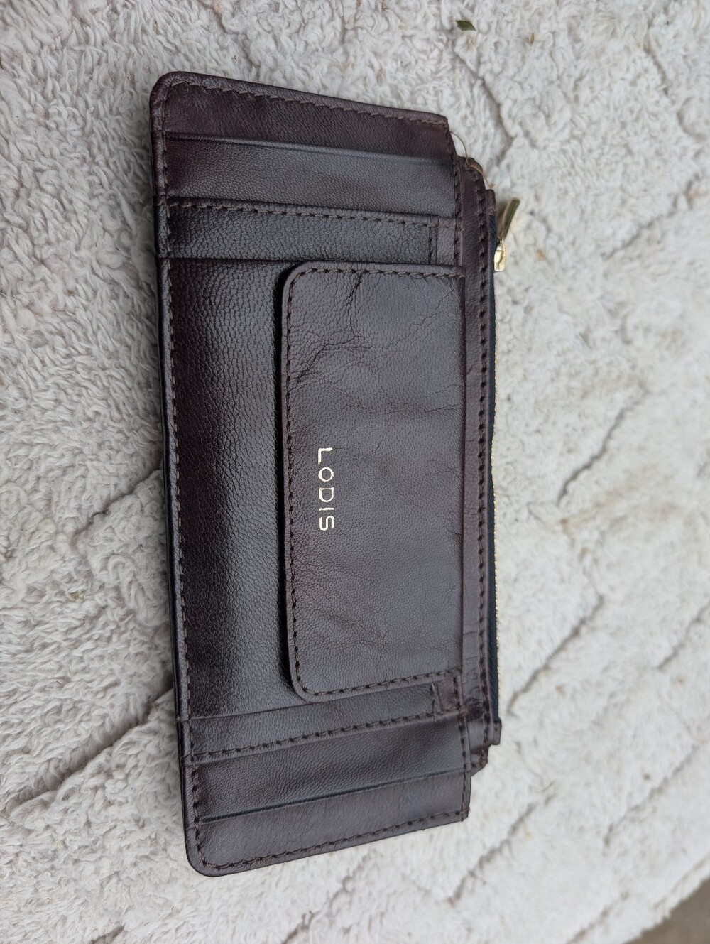 Brown Leather Long Thin Wallet & Card Holder Made By Lodis